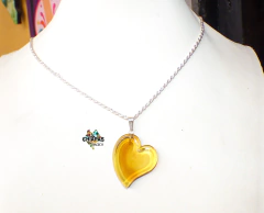 Dije Corazón de Ámbar & Plata Ley #028 - comprar en línea