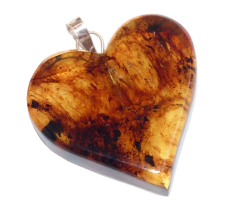 Dije Corazón de Ámbar & Plata Laminada #029