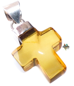 Dije Cruz De Ámbar & Plata Ley #010