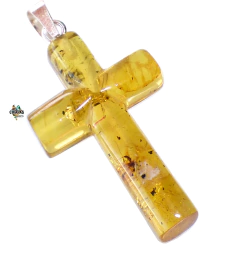 Dije Cruz De Ámbar Con Insecto & Plata Ley #002