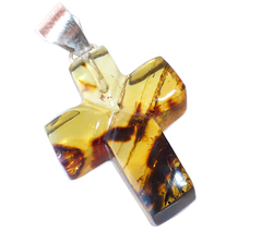 Dijes de Cruz en Ámbar & Plata Laminada