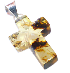 Dijes de Cruz en Ámbar & Plata Laminada - Chiapas Mágico