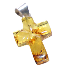 Dijes de Cruz en Ámbar & Plata Laminada - tienda en línea