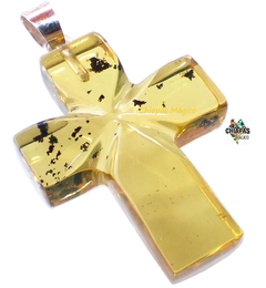 Dije Cruz de Ámbar & Plata Ley #002