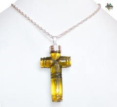 Dije Cruz Grande De Ámbar Verde & Plata Ley (2) - comprar en línea