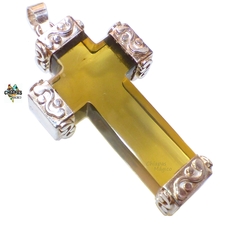 Dije Cruz Grande de Ámbar Verde & Plata Ley (1)