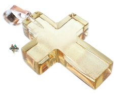 Dije Cruz De Ámbar Alta Transparencia Y Plata Ley .925 - comprar en línea