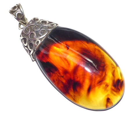 Dije de Ámbar Auténtico Y Plata Ley X