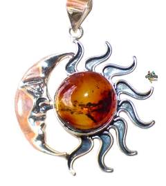 Dije Eclipse de Ámbar Rojo & Plata Ley 950