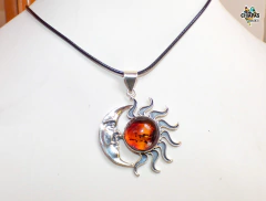 Dije Eclipse de Ámbar Rojo & Plata Ley 950 - comprar en línea