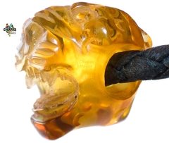 Escultura En Dije Cabeza De Jaguar De Ámbar - comprar en línea