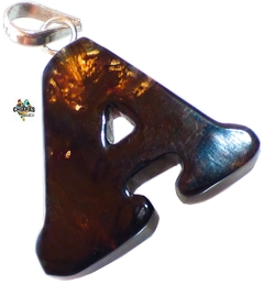 Dije Plata Laminada Y Ámbar Letra "A" (4)