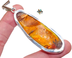 Dije Flor de Ámbar Rojo & Plata Ley - comprar en línea