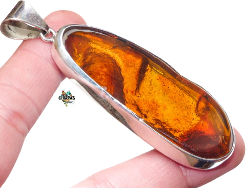 Dije Flor de Ámbar Rojo & Plata Ley