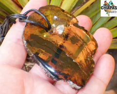 Dije de Ámbar Diseño Rustico & Perforación Central (PFC6) - Chiapas Mágico