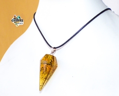Dije Péndulo de Ámbar & Plata Laminada (Con Hoja Fosilizada) - Chiapas Mágico