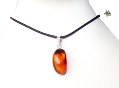 Dije de Ámbar Cognac Rojizo & Plata Ley - comprar en línea