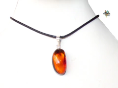 Dije de Ámbar Cognac Rojizo & Plata Ley - comprar en línea