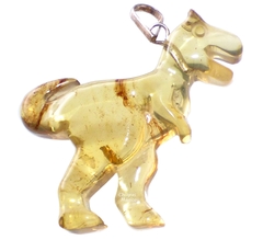 Dije T-Rex De Ámbar & Plata Laminada