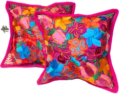 Fundas para cojín Fucsia & Flores #001 (Par)