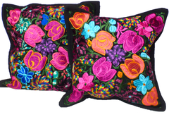 Fundas para cojín Negras & Flores #003 (Par) - comprar en línea