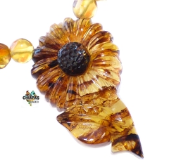 Collar con Girasol de Ámbar & Plata Ley .925 (54.5 CM)