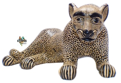 Jaguar De Barro Decorativo Beige (60 CM)