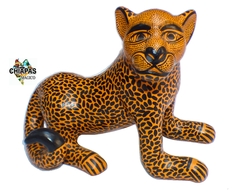 Jaguar De Barro Decorativo Naranja #001