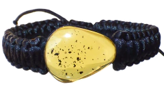 Pulsera Tejida Con Seda & Ámbar Auténtico (SLK5)