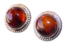 Broqueles De Ámbar Rojo & Plata Ley (RJ21)