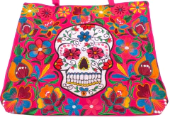 Bolsa Grande Bordada Motivo Dia De Muertos (Cráneos) - comprar en línea