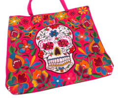 Imagen de Bolsa Grande Bordada Motivo Dia De Muertos (Cráneos)