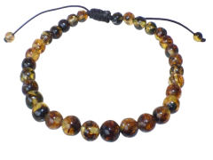 Pulsera Con Esferas De Ámbar Tonos Oscuros (BLK5) - Chiapas Mágico