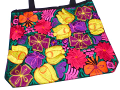 Bolsa Grande Negra Bordado Flores (NBV10) en internet