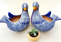 Palomas de Barro Macetas Decorativas (Azules) - Chiapas Mágico