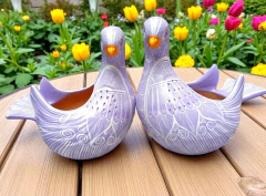 Palomas de Barro Macetas Decorativas (Lila) en internet