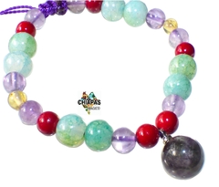Pulsera con Amatistas, Coral, Ámbar & Ágatas