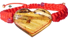 Pulsera con Corazón de Ambar & Hilo de Seda (SK3)