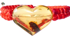 Pulsera con Corazón de Ambar & Hilo de Seda (SK1)