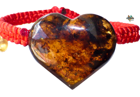 Pulsera con Corazón de Ambar & Hilo de Seda (SK4)