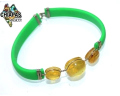 Pulsera de Caucho Verde con Ámbar Auténtico (Niñ@s) - comprar en línea
