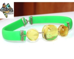 Pulsera de Caucho Verde con Ámbar Auténtico (Niñ@s)
