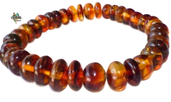 Pulsera Elástica con Donas de Ámbar Cognac