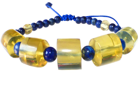 Pulsera con Cilindros de Ámbar Auténtico & Lapislázuli - comprar en línea