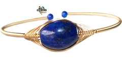 Pulsera Lapislázuli & Alambre Dorado