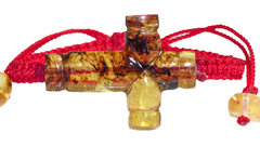 Pulsera Tejida con Cruz de Ámbar Torneada #007 (Roja) - comprar en línea