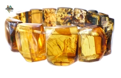 Pulsera Elástica con Cuadros de Ámbar #006 (19.5 CM)