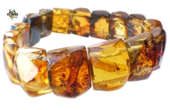 Pulsera Elástica Con Cuadros De Ámbar #007 (19 CM) - Chiapas Mágico