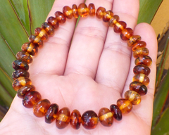 Pulsera Elástica con Donas de Ámbar Cognac - comprar en línea