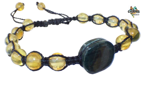 Pulsera Con Esferas de Ámbar & Jade de Guatemala